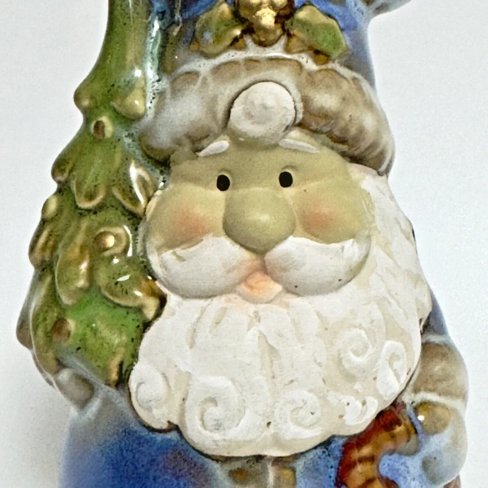 Vintage Ceramic Santa Claus Bell Multicolor Jolly‎ Preowned